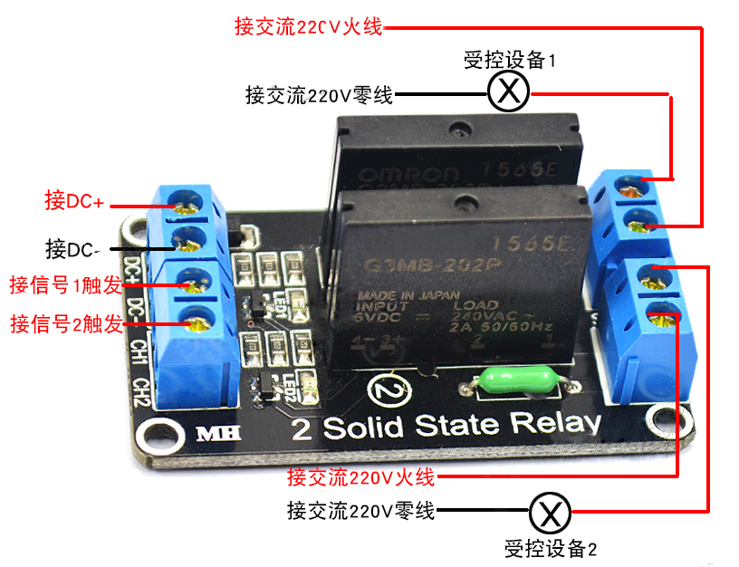 2路5V低電平觸發固態繼電器模組