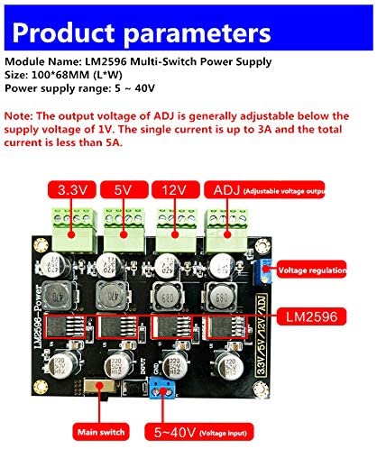 LM2596 4路多路輸出開關電源模組