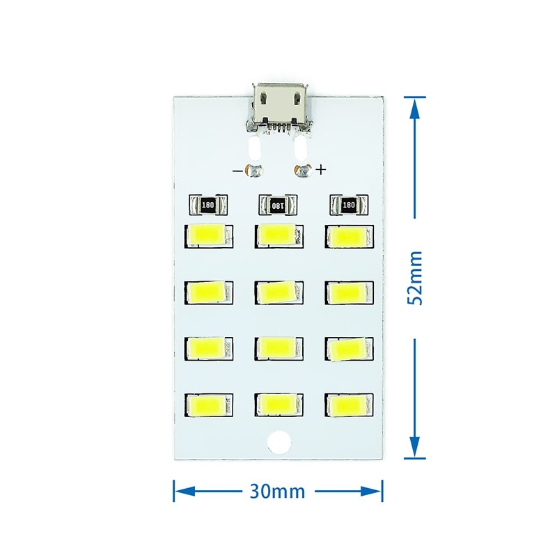 白光型12 燈珠USB LED 照明燈板5V LED 燈板具備外接電源接點- 台灣智能