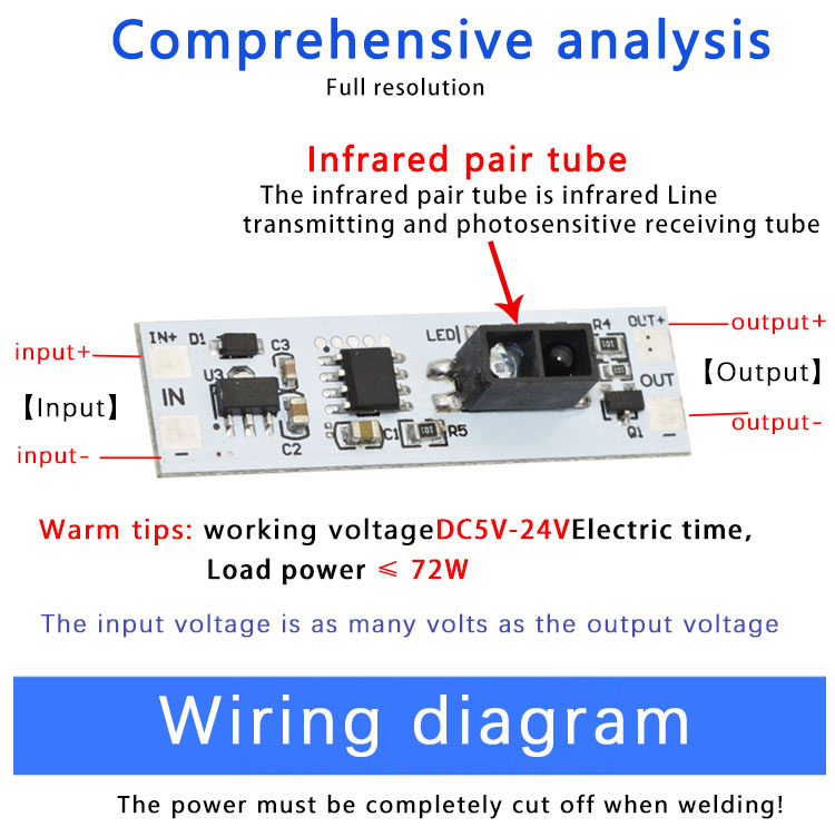 Short Distance Scan Sensor Sweep Hand Sensor Switch Module 36W 3A Constant Voltage for Auto Smart Home Compatible XK-GK-4010A