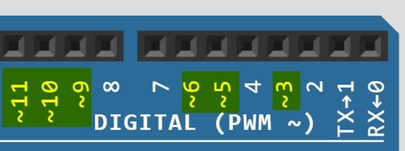 the Arduino UNO are PWM compatible